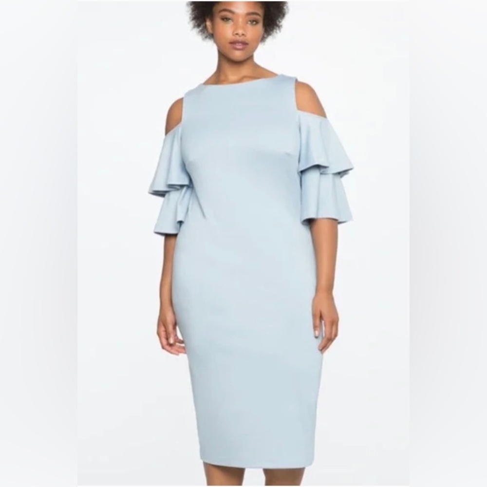 Eloquii Flounce Sleeve Cold Shoulder Dress Size 14